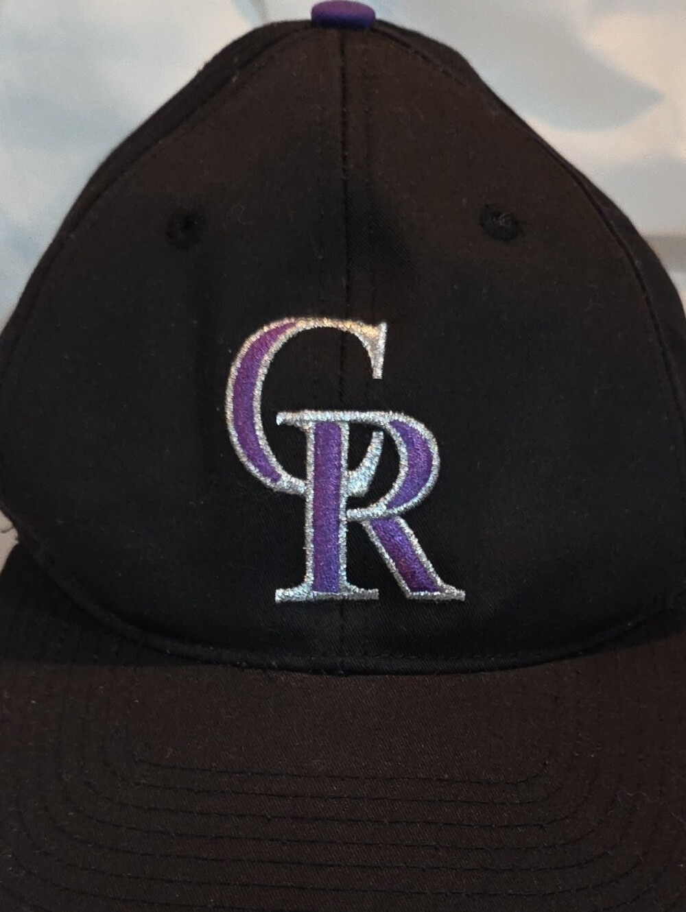 MLB Colorado Rockies Black Cap with Purple and Silver Logo
